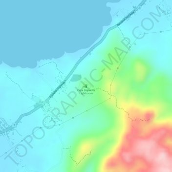 Cape Bojeador Lighthouseの地形図、標高、地勢