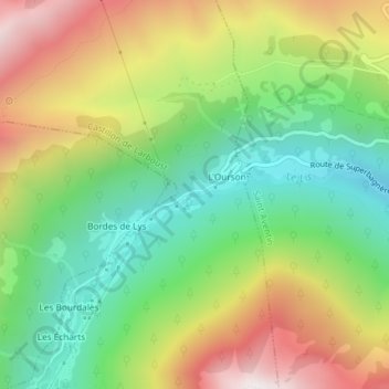 Vallée du Lysの地形図、標高、地勢