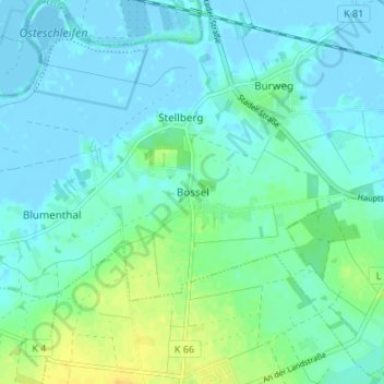 Bosselの地形図、標高、地勢