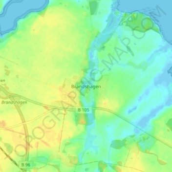Brandshagenの地形図、標高、地勢
