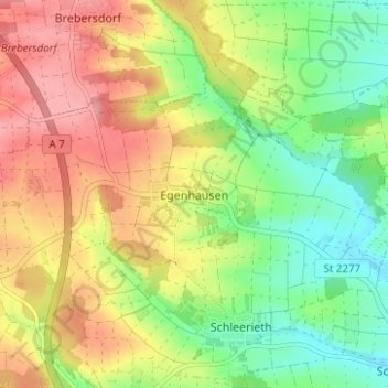 Egenhausenの地形図、標高、地勢