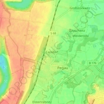 Carsdorfの地形図、標高、地勢