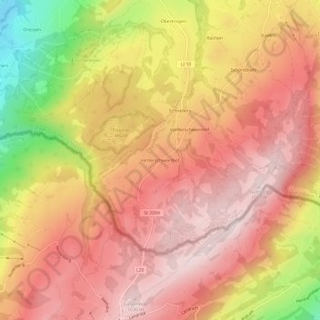 Hinterschweinhöfの地形図、標高、地勢