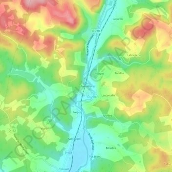 Tuquetteの地形図、標高、地勢
