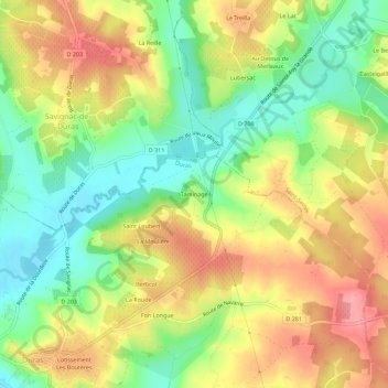 Taminageの地形図、標高、地勢