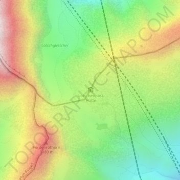 Lötschenpassの地形図、標高、地勢