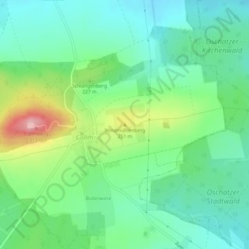 Windmühlenbergの地形図、標高、地勢