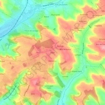 Fagetの地形図、標高、地勢