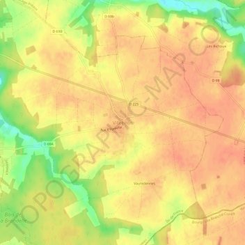 Villebéonの地形図、標高、地勢