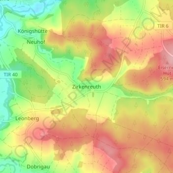 Zirkenreuthの地形図、標高、地勢