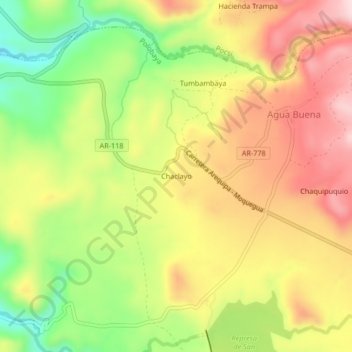 Chaclayoの地形図、標高、地勢