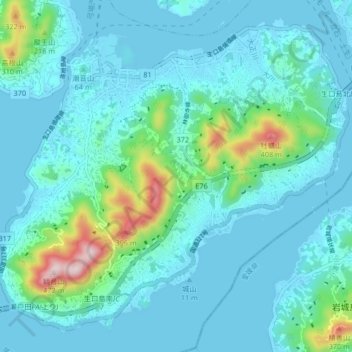生口島の地形図、標高、地勢