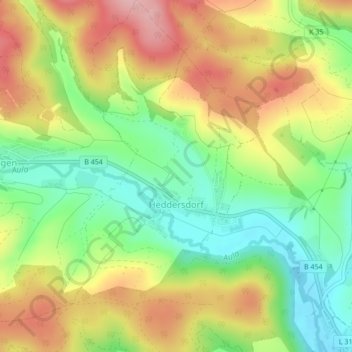 Heddersdorfの地形図、標高、地勢