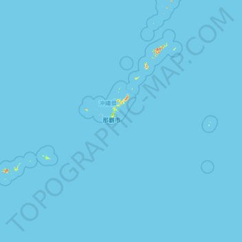 沖縄県の地形図、標高、地勢