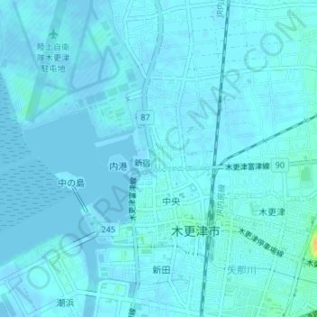 新宿の地形図、標高、地勢