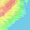 ノースカロライナ州の地形図、標高、地勢