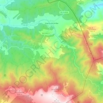 Huerta de Arribaの地形図、標高、地勢