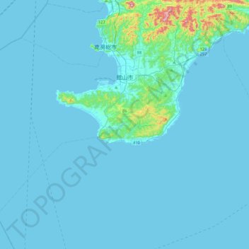 館山市の地形図、標高、地勢