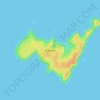 秋勇留島の地形図、標高、地勢