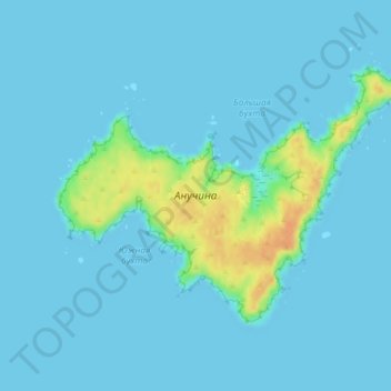秋勇留島の地形図、標高、地勢