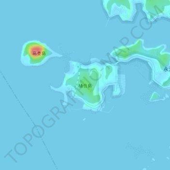 樋合島の地形図、標高、地勢