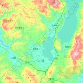 江川区の地形図、標高、地勢