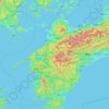 愛媛県の地形図、標高、地勢