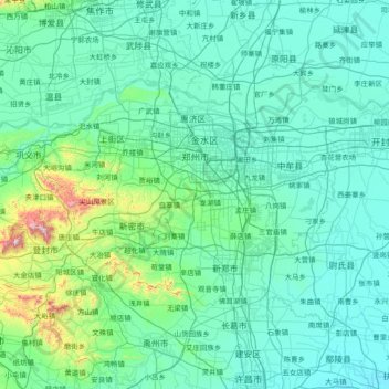 鄭州市の地形図、標高、地勢