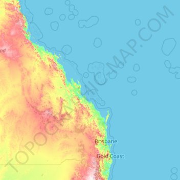 コーラル・シー諸島の地形図、標高、地勢