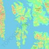 Kuiu Islandの地形図、標高、地勢