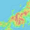 中部地方の地形図、標高、地勢
