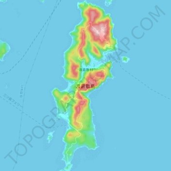 渡嘉敷島の地形図、標高、地勢