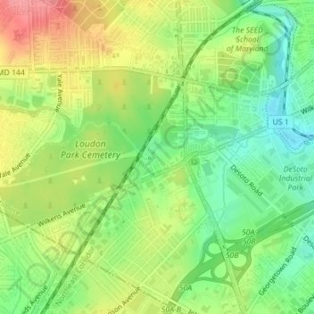 Saint Josephsの地形図、標高、地勢