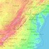 バージニア州の地形図、標高、地勢