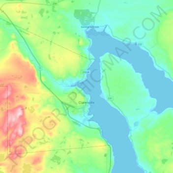 Clarenvilleの地形図、標高、地勢