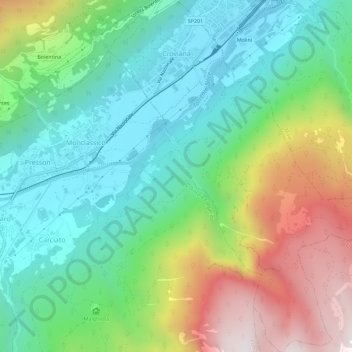 Crovianaの地形図、標高、地勢