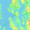 シアトルの地形図、標高、地勢