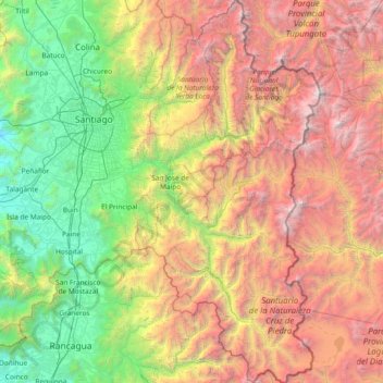 Provincia de Cordilleraの地形図、標高、地勢