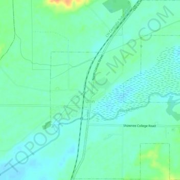 Ullinの地形図、標高、地勢