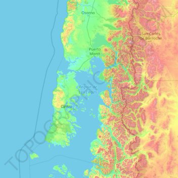 ロス・ラゴス州の地形図、標高、地勢