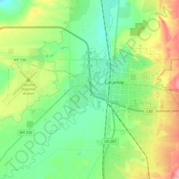 Laramieの地形図、標高、地勢