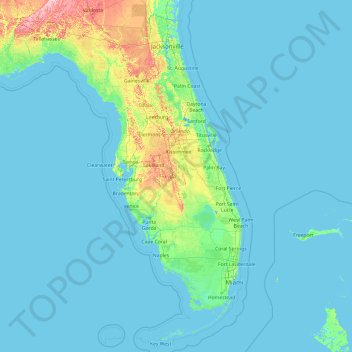 フロリダ州の地形図、標高、地勢