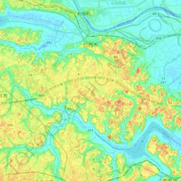 印西市の地形図、標高、地勢