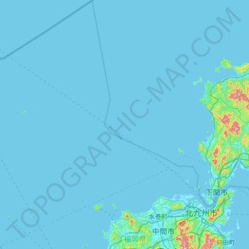 宗像市の地形図、標高、地勢