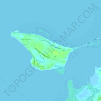 Pangangan Islandの地形図、標高、地勢