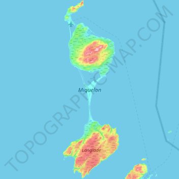 ミクロン島の地形図、標高、地勢