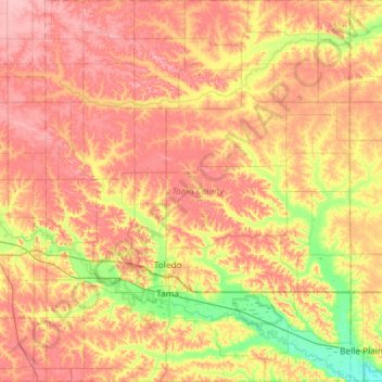 Tama Countyの地形図、標高、地勢