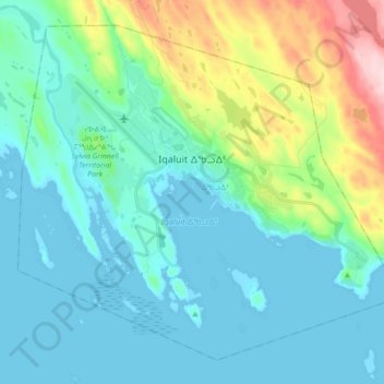 Iqaluit ᐃᖃᓗᐃᑦの地形図、標高、地勢