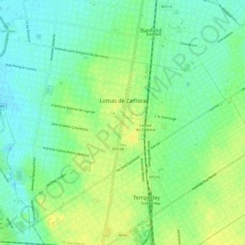 Lomas de Zamoraの地形図、標高、地勢