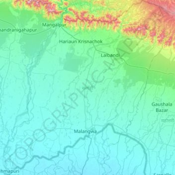 サルラヒの地形図、標高、地勢